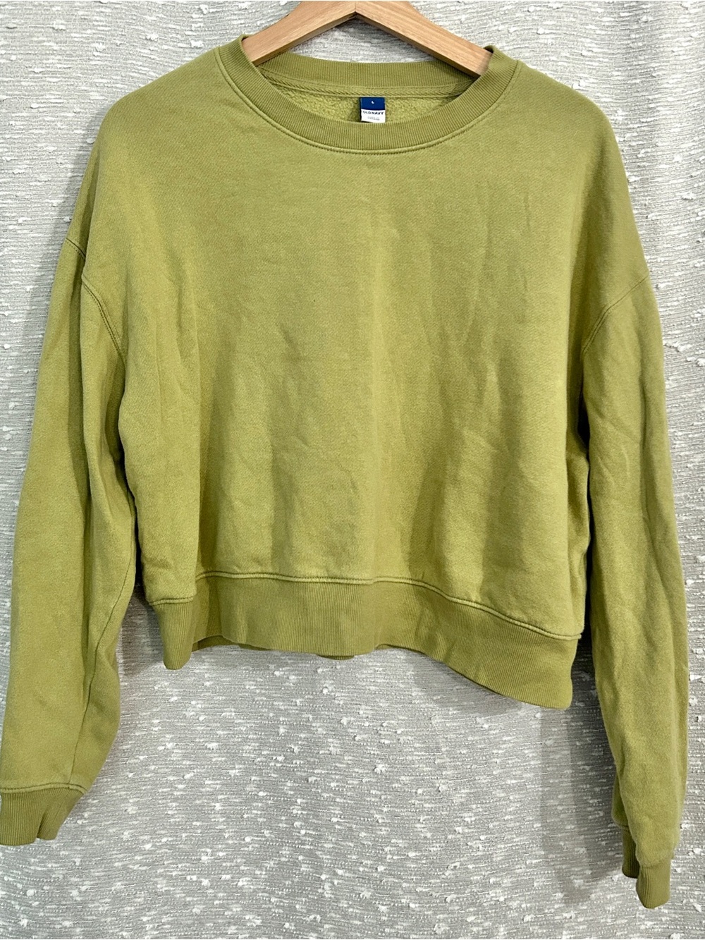 Old Navy Chartreuse Green Cropped Crewneck Sweatshirt